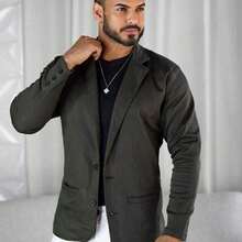 Men's Slim Fit Blazer: Casual And Sophisticated For Any Occasion - 綠色 - 查看 1