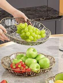 Plato de frutas de gran capacidad y lujo, plato de aperitivos estilo americano, plato plano de frutas para la sala de estar - Dorado - Ver 3