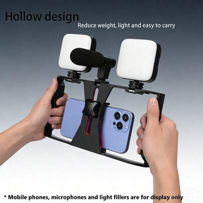 Bộ phụ kiện chụp ảnh điện thoại thông minh cỡ lớn có thể điều chỉnh, kèm chân máy và đèn chiếu sáng, khung ổn định quay phim chuyên nghiệp mới, giá đỡ máy ảnh cầm tay phù hợp cho việc quay video và chụp ảnh bằng điện thoại thông minh. Quà tặng sinh nhật, kỷ niệm.
