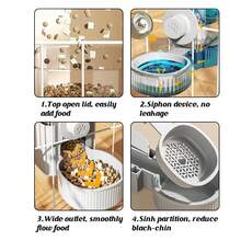 1.2L Automatic Gravity Pet Feeder And 0.52L Automatic Pet Water Dispenser Set, Suitable For Small Dogs, Cats, Rabbits, Detachable Hanging Pet Food Bowl And Water Station - D - View 2