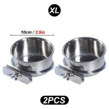 1入組/2入組不銹鋼防腐防鏽杯架，適用於鳥籠飼料碗，適用於所有季節的鳥類 - 銀色 - 查看 15