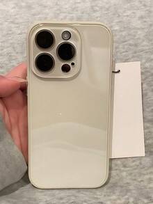 Luxury Pink Glossy Mirror Element Solid Glass Phone Case Suitable For 17 Pro Max 16 15 14 13 12 11 Pro Max Lens Protection Shock-Resistant Frame Hard Back Cover Spring Gift Party - White - View 2