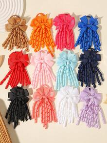 10/12个蝴蝶结发圈，可爱卷曲设计，精美发饰，不伤发 - 混合色 - 查看 12