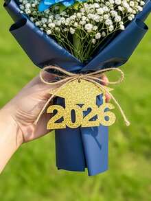 24Pcs 2026 Graduation Party Decorations, Glitter Graduation Cap Tags, Colorful Paper Vase Centerpieces, Premium Paper Material, Perfect For Table Centerpieces, Party Background, Classroom Decor, Ideal For Graduation Celebration Ceremony Supplies - Black - View 9