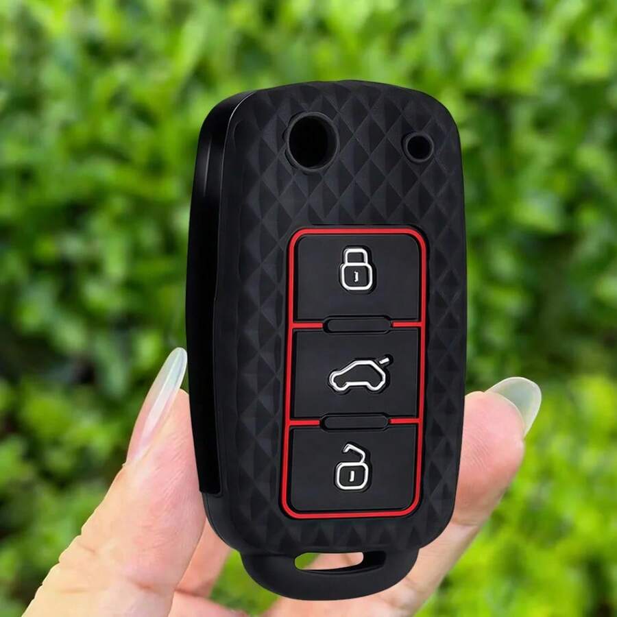 Ốp bảo vệ chìa khóa xe hơi bằng silicon cho VW Amarok Polo Golf 4 5 6 MK4 Bora Jetta Altea Passat B5 B6 B7 - đen - Xem 1