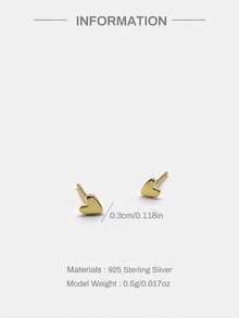 1 Đôi bông tai nhỏ nhắn, thanh lịch bằng bạc sterling 925 mạ vàng 18K/bạc, hình trái tim mini 3mm, không gây dị ứng, ít gây kích ứng, thích hợp làm quà tặng cho phụ nữ và bé gái, đeo hàng ngày, dự tiệc, đám cưới, ngày Valentine. - Bạc - Xem 3