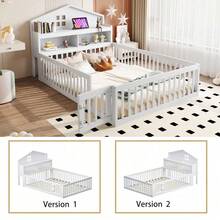 Kids Bed Frames, Headboards & Footboards - White+Solid Wood+140cm*200cm - View 5