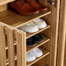 2 Door Wooden Shoe Storage Cabinet Rack Stand, Slatted Cupboard, Oak Effect - Oak - View 5