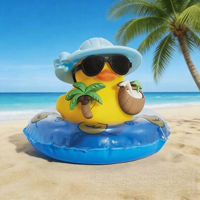 1 món đồ trang trí xe hơi hình vịt đang thịnh hành, kính râm thời trang và cây dừa, có thể dùng làm phụ kiện bàn làm việc hoặc xe hơi, trang trí xe, phụ kiện nội thất xe nhỏ.