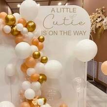 UA Little Cutie Is On The Way Baby Shower Party Decal Sign - Litter Cutie Baby Shower Decorations A Little Cutie Is On The Way Banner Cutie Birthday Party Decor1 - 棕色 - 查看 4