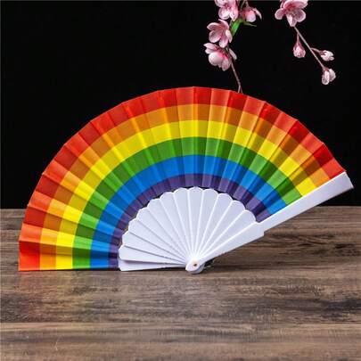 Leque Colorido Arco-íris Para Festa Decoração