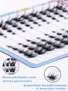 10 Rows/80pcs DIY Fox-Style Individual False Eyelashes, C-Curl Flared, 8mm/10mm/12mm/14mm Mixed Length, DIY Eyelash Extension, Natural Look, Self-Adhesive, Fluffy & Fine, Synthetic Mink, Handmade For Daily Or Party DIY. Eyelash Cluster, Individual False Eyelashes - C - View 3
