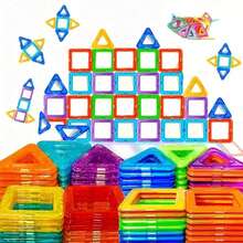 Bloques de construcción magnéticos de gran tamaño, juego de ladrillos magnéticos DIY, juego de construcción educativo, juguetes magnéticos STEM coloridos para niños y niñas, juego de construcción de diseñador, bloques de construcción, regalos para cumpleaños/fiesta/vacaciones (color aleatorio) (la imagen es solo para referencia), estudiante, papelería, útiles escolares - Multicolor - Ver 4
