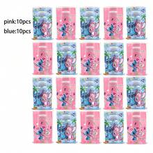 Paw Patrol 蓝色和粉色史迪奇礼品袋（带提手）、莉萝和史迪奇桌布、派对节日桌布或背景布、生日桌布 - 查看 11