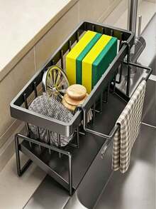 1 bộ giá đựng đồ dùng nhà bếp màu đen, tích hợp giá để miếng bọt biển, khay đựng xà phòng và giá phơi khăn lau. Dễ lắp đặt, thoát nước nhanh và chống đọng nước. Được làm từ thép không gỉ 304, chống gỉ sét, thích hợp cho nhà bếp và phòng tắm. - Nhiều màu - Xem 6
