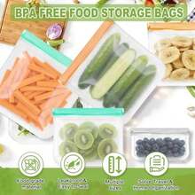 12 Pack Silicone Bags For Food Storage,Reusable Silicone Food Storage Bags,Freezer, Microwave & Dishwasher ,Reusable Freezer Food Bags, Leakproof-4 Gallon 4 Snack 4 Sandwich Bags,Grey - Gray(8 Gallon + 8 Sandwich + 8 Snack) - View 5