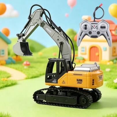 1 pieza Excavadora con control remoto, Cucharón de aleación Oruga todoterreno, Conducción en arena al aire libre, Vehículo de construcción recargable realista como regalo de juguete para niños