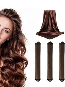1/3pcs Soft High Elasticity Satin Heatless Hair Curlers, Ideal Hair Styling Tool And Accessory - Multicolor - View 2