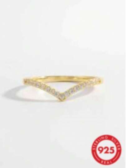 Vaerine 1pc Glamorous Cubic Zirconia Decor Silver Ring For Women For Daily Decoration Wedding Engagement Bridal Jewelry