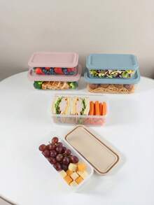 1件 500ml/900ml 可客製化超透明矽膠食品容器 防摔 微波爐適用 密封防漏便當盒 適用水果、沙拉與零食 可堆疊長方形收納盒 - 彩色 - 查看 11