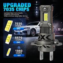 TOAUTO 2 Peças Lâmpadas de Farol LED H7 para Farol Alto e Baixo ou Luz de Neblina, 6500K Branco Frio Plug & Play Feixe Duplo Alto/Baixo, Padrão de Feixe Veicular, Iluminação Automotiva Moderna, 500% Mais Brilhante, Tubos e Carcaça de Alumínio Aeronáutico para Carros - A - Visão 3