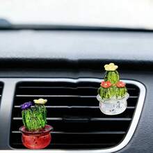 1/2/4pcs Mini Transparent Acrylic Succulent Car Air Vent Clip Fragrance Diffuser, Faux Succulent Interior Decor, Car Air Freshener - Plant - View 6