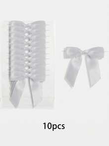 10个预成型多色缎带蝴蝶结，带透明隐形系带，易于使用，省时省力，适用于派对装饰、糖果袋、花束、酒杯、气球、贺卡、家居装饰、礼品包装、婚礼、新娘送礼会、生日、半岁生日、婴儿派对、毕业典礼等场合。 - 裝飾蝴蝶結 - 查看 12