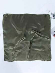 1 pieza Pañuelo de mujer de unicolor, bufanda lisa de moda, diadema versátil, cinturón, correa para bolso, pañuelo de cuello multifuncional, playa, vacaciones - Verde Oliva - Ver 3