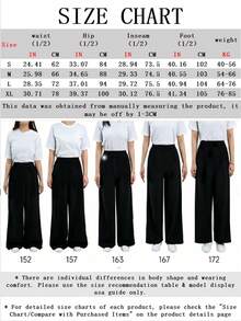 女士修身直筒高腰弹力阔腿裤，宽松版型，适合跑步、健身、瑜伽、骑行、街头休闲等多种场合，可机洗，优雅时尚，百搭日常穿着，黑色春季款 - 黑色 - 查看 5