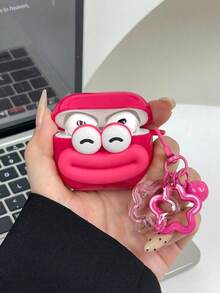 1个大眼睛嘴巴玫瑰红可爱耳机保护套+花朵挂钩挂绳，兼容苹果S1/2代、Pods Pro 2/3代、Pods 4代 - 玫紅色 - 查看 8