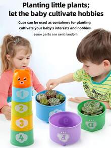 Fun Educational Stacking Cups Toy Cute Hands-On Children Stacking Cups Toy Set Layered Stacking Children Educational Color Toy Classification Stacking Training Toy Role Play Toy Parent-Child Interaction Toy Children Gift Recommendation Stacking Toy Boys Girls Birthday Gift Holiday Gift (Random Color Stacking Cups) - Multicolor - View 11