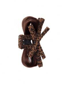 Tóc giả búi thấp mới có kẹp, nơ họa tiết da báo, búi hoa, tóc giả che kín gáy. - Nhiều màu - Xem 12