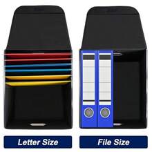 CADONO - Caja organizadora de archivos con tapa organizador plegable con diapositiva de plástico caja de archivos colgante para almacenamiento de documentos de oficina - morado claro - Ver 6