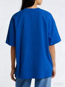 El Señor Es Mi Roca Y Mi Fortaleza Salmos 31:3 Mountain Graphic Tee Women Crew Neck Short Sleeve Cotton Religious Spanish Faith Casual Daily Top - 藍色 - 查看 2