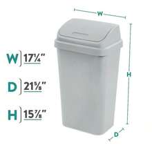 13 Gallon Kitchen Trash Can With Flip Lid, Light Gray Plastic Trash Bin - 1 - View 2