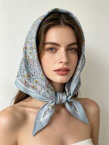 1 pièce Foulard/Écharpe de style champêtre chic floral, doux pour le printemps/l'été, la plage, les vacances - Multicolore - Voir 3