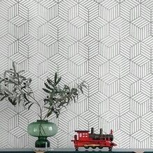 Giấy dán tường tự dính hình học 3D màu vàng sang trọng hiện đại, phong cách Ins cho phòng ngủ, phòng khách, decal dán tường PVC chống thấm nước, có thể giặt, tự cắt được. - bạc - Xem 3