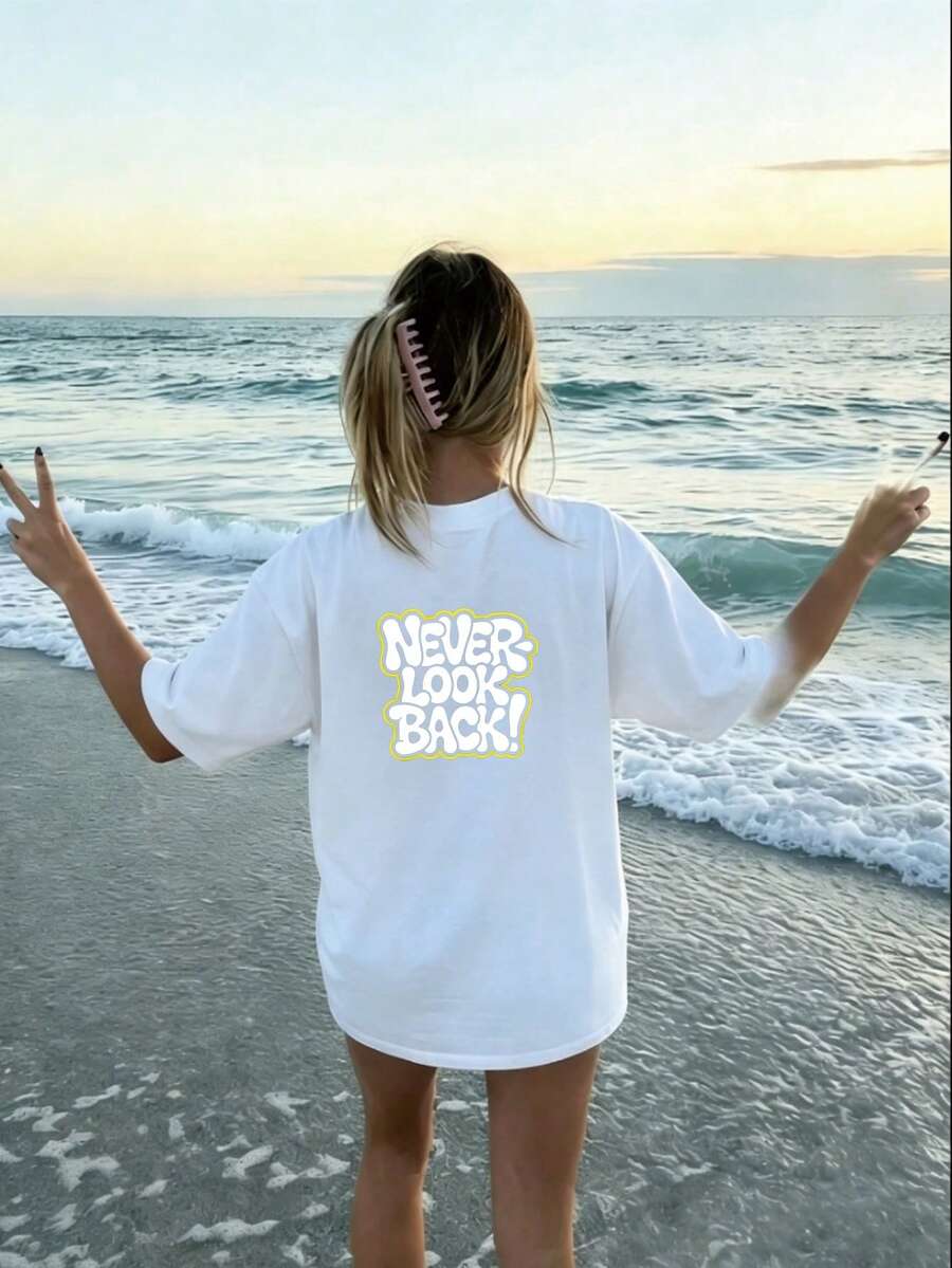 Abstract Pattern% Cotton Casual White Tee With Back Graphic, Couple Matching Summer Shirt, Soft Comfortable Beach & Outdoor Activities, Available S- - White - View 1