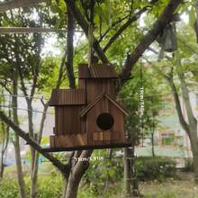Three-Chamber Hanging Bird House, Natural Wooden Bird Nest With Clear Wood Grain, Outdoor Weatherproof Bird Shelter, Ideal For Garden Patio Backyard Birding & Nature Decoration - 1 cái - Xem 6