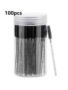 200/100/50/10 pièces Set de brosses à cils, avec un peigne à cils dans un contenant, brosse à sourcils jetable flexible, brosse pour extension de cils, brosse à sourcils, brosse à l'huile de ricin (rose cristal) - Rose bonbon - Voir 14