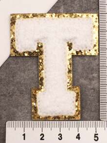 26pcs A-Z Letter Patches, Gold Color, Removable Sew-On 3D Embroidered Alphabet Decals, Suitable For Hats, Jeans, Clothes, Bags, DIY Crafts, Fashion Decoration, Jewelry Boxes, Storage Boxes, Phone Cases - White - View 20