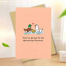 1PC Thiệp chúc mừng em bé mới sinh hình vịt dễ thương "Bạn sắp trở thành bố mẹ rồi!" - Lời chúc mừng vui nhộn dành cho cặp đôi sắp có con, bạn bè, gia đình - Ý tưởng quà tặng chúc mừng. Bên trong thiệp để trống và kèm theo phong bì. - Mảnh duy nhất - Xem 10