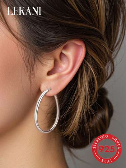 1 对 S925 纯银镂空水滴耳环，简约时尚百搭夸张个性银环耳环，低调优雅，送给母亲、女朋友、最好的朋友、生日、日常佩戴的慷慨礼物