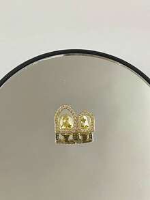 1 pieza Joyería dental única de arco/cuadrado/barra hueca con circonita, accesorio de moda clásico de hip-hop, unisex, accesorio elegante para fiestas y uso diario - Multicolor - Ver 9