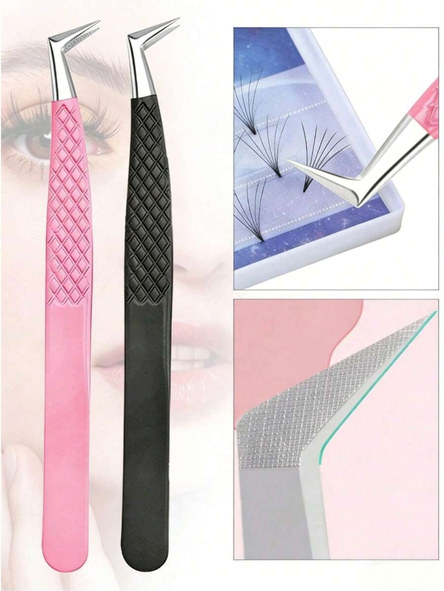 Nhíp lông mi dạng lưới, nhíp ghép hoa chính xác màu hồng nhiều màu sắc. - Nhiều màu - Xem 1