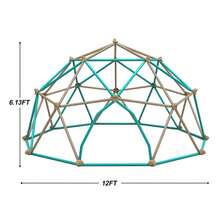 MERAX 12ft Geometric Dome Climber Play Center, Kids Climbing Dome Tower With Hammock, Rust & UV Resistant Steel Supporting 1000 LBS - Coffee + Green - View 5