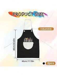 可调节防水儿童美术围裙，带口袋，适合绘画、烹饪、烘焙、园艺等场合，男女童均可穿着 - 彩色 - 查看 10