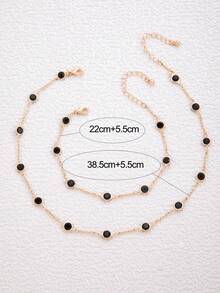 imoli 1 Set Rhinestone Anklet And Rhinestone Edged Necklace Jewelry Set - 15633-2-black - View 4