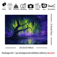 2D Panel - 2D Panel - A Mural Depicting Large Or Small Willow Trees, Fireflies, A Tranquil Lake, The Night Sky, And A Magical Atmosphere, Perfect For Decorating Living Room Walls, Meditation Spaces, Offices, Or Party Decorations - 多色 - 查看 13