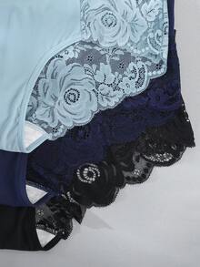3pcs/Set Plus Size Women's Solid Color Lace Patchwork Comfortable Breathable Briefs - Multicolor - View 4